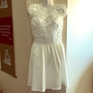 Tea and cup white lace dress